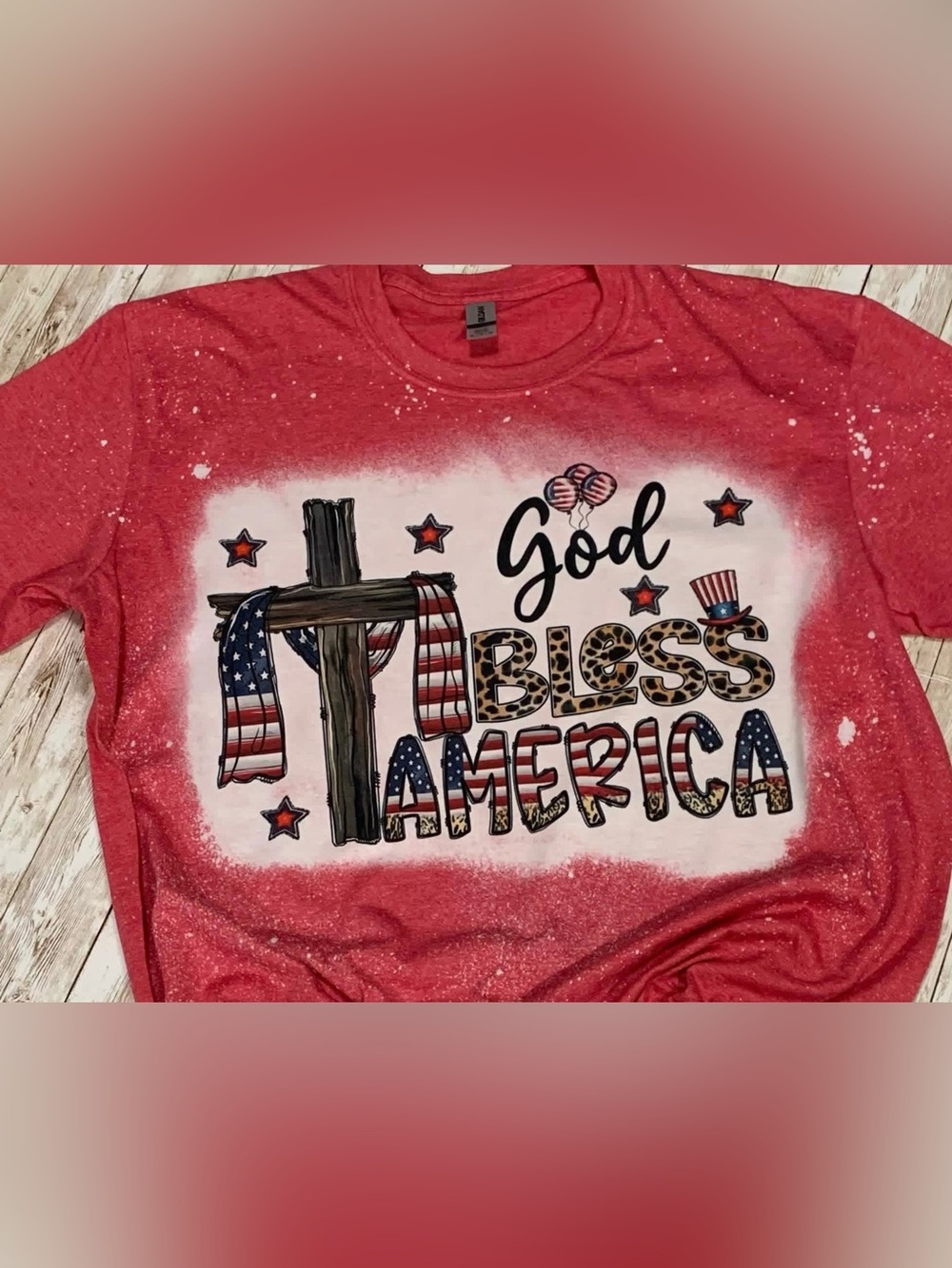 Bleached God Bless America Red Shirt XL